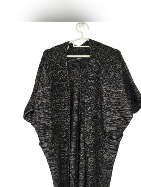 Babaton Black & White Marled Knit Open Cardigan Sweater